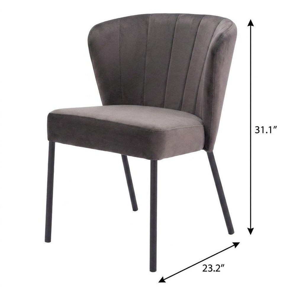 Set of Two Cream And Black Tufted Upholstery And Steel Dining Side Chairs