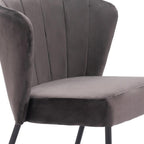 Set of Two Cream And Black Tufted Upholstery And Steel Dining Side Chairs