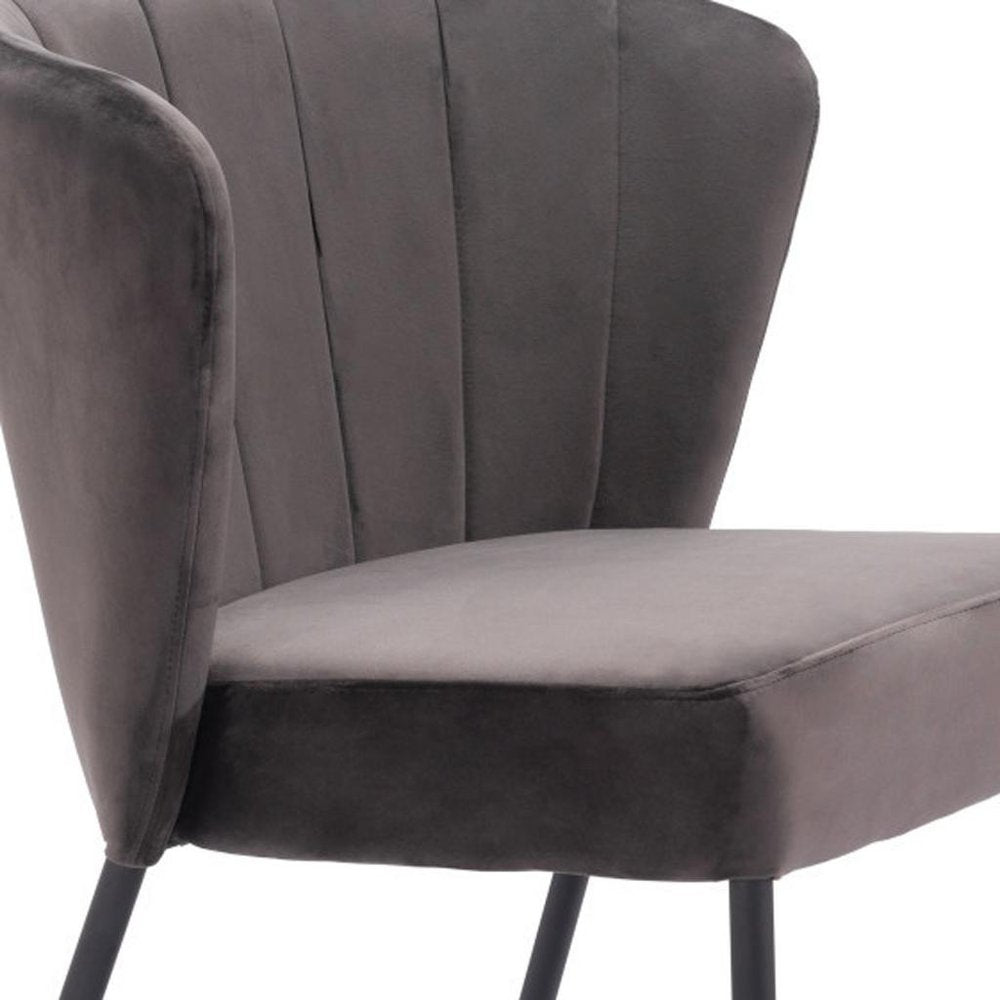 Set of Two Cream And Black Tufted Upholstery And Steel Dining Side Chairs