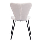 Set of Two Ivory And Black Faux Shearling And Steel Dining Side Chairs