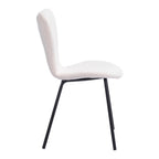 Set of Two Ivory And Black Faux Shearling And Steel Dining Side Chairs