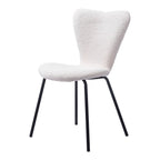 Set of Two Ivory And Black Faux Shearling And Steel Dining Side Chairs