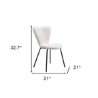 Set of Two Ivory And Black Faux Shearling And Steel Dining Side Chairs