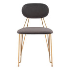 Set of Two Gray And Gold Velvet And Wood And Steel Open Back Dining Side Chairs