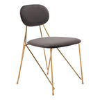 Set of Two Gray And Gold Velvet And Wood And Steel Open Back Dining Side Chairs