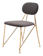 Set of Two Gray And Gold Velvet And Wood And Steel Open Back Dining Side Chairs