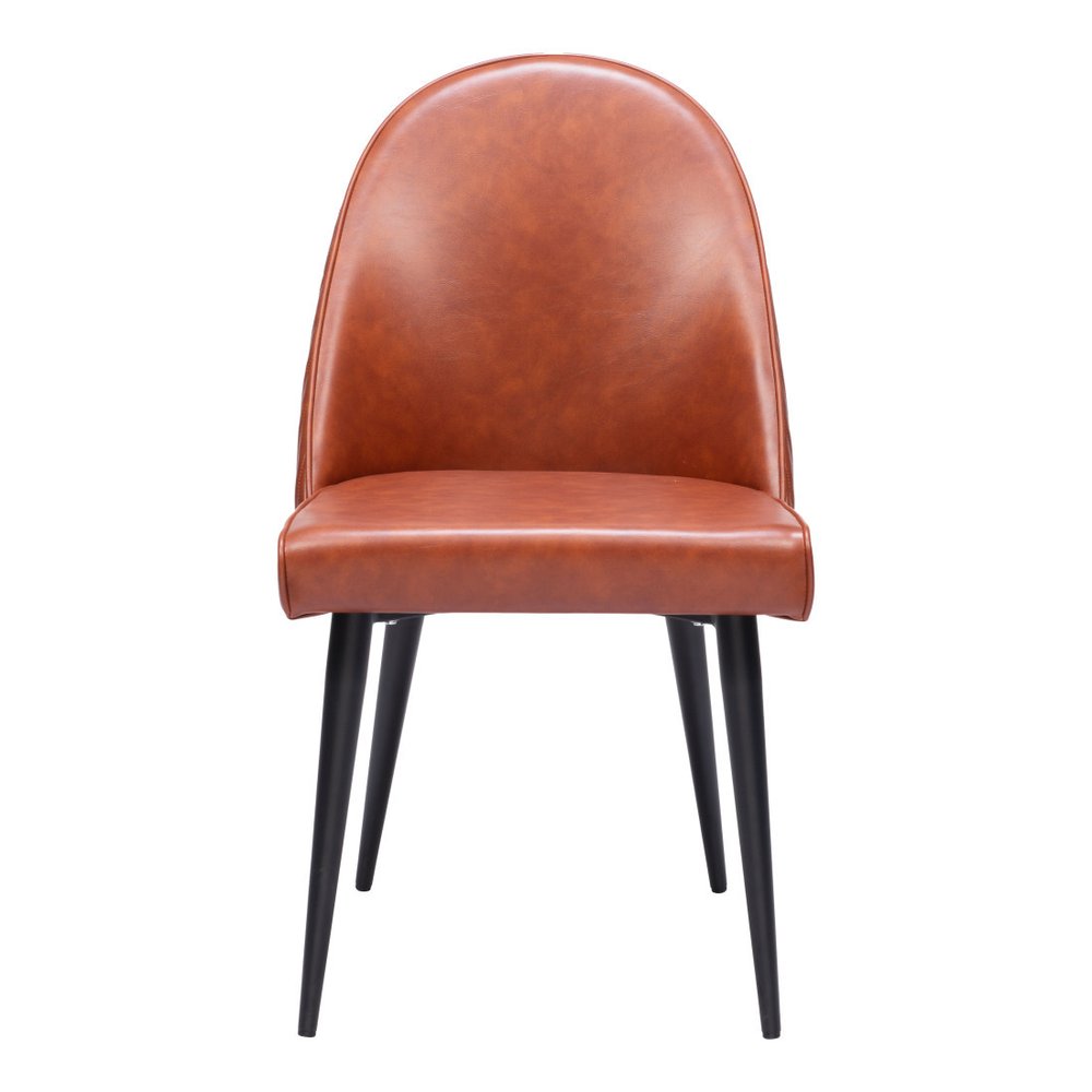Set of Two Gray And Black Faux Leather And Steel Dining Side Chairs