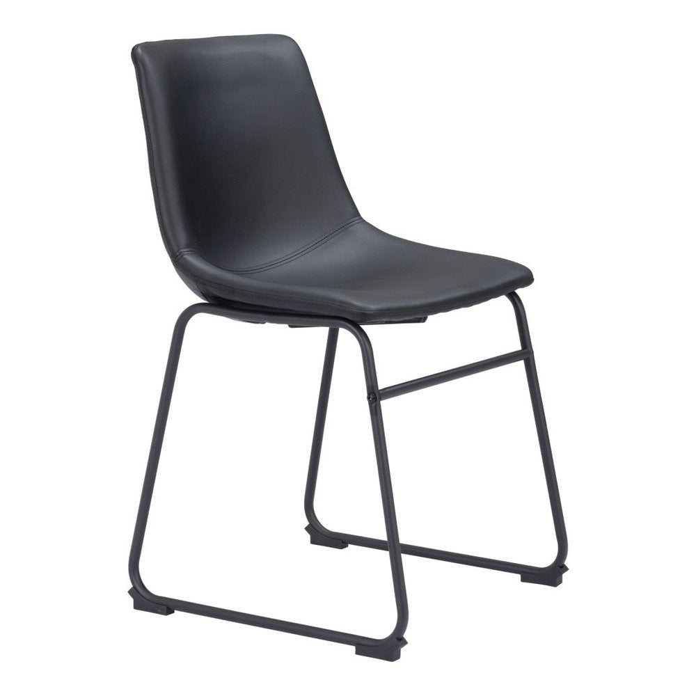 Set of Two Charcoal and Black Upholstered Velvet Dining Side chairs
