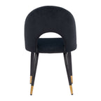 Set of Two Gray Black And Gold Velvet And Wood And Steel Open Back Dining Side Chairs