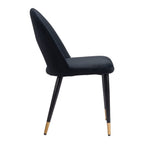 Set of Two Gray Black And Gold Velvet And Wood And Steel Open Back Dining Side Chairs