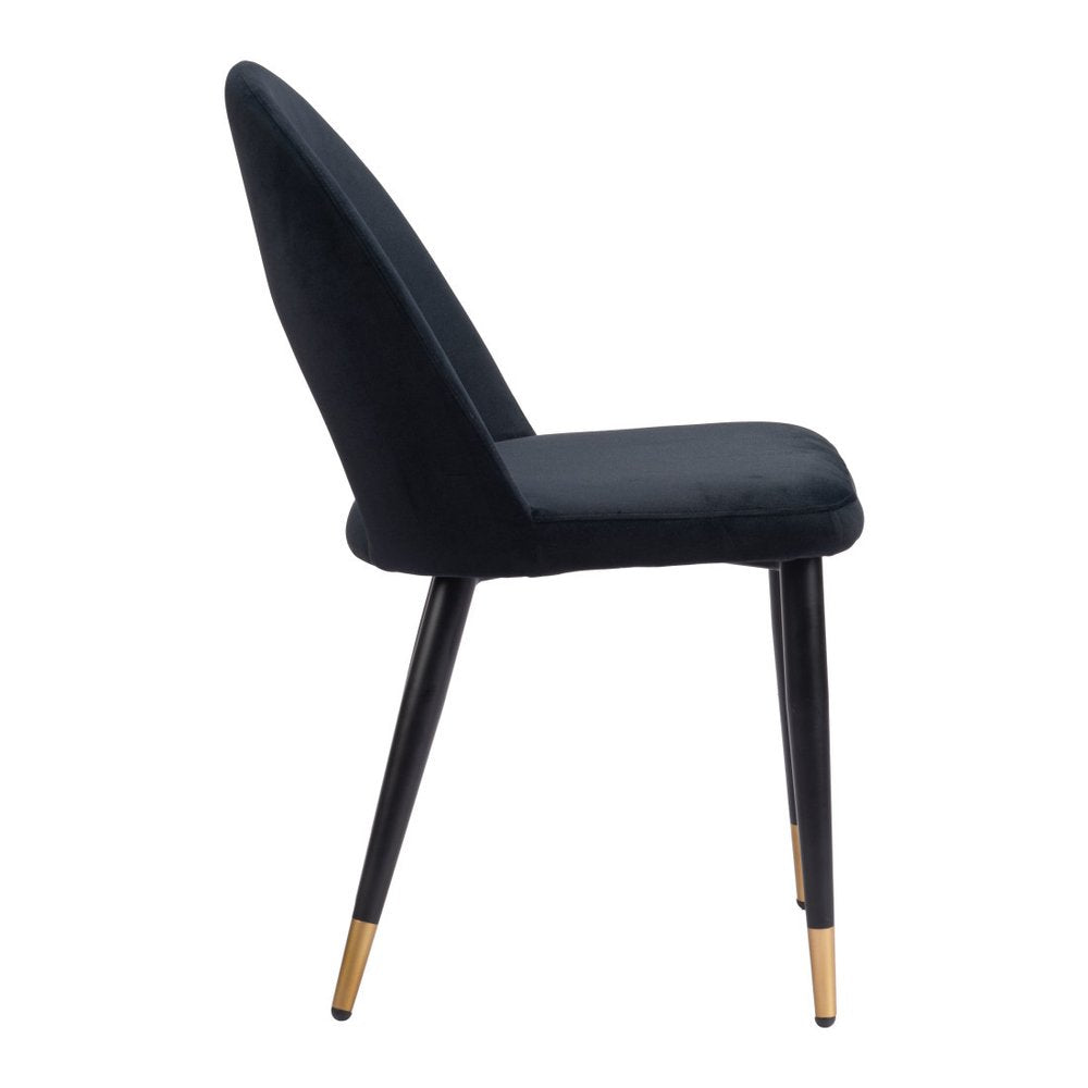 Set of Two Gray Black And Gold Velvet And Wood And Steel Open Back Dining Side Chairs