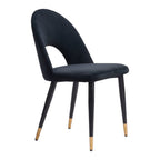 Set of Two Gray Black And Gold Velvet And Wood And Steel Open Back Dining Side Chairs