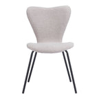 Set of Two Ivory And Black Faux Shearling And Steel Dining Side Chairs