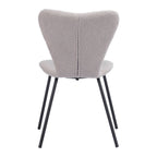 Set of Two Ivory And Black Faux Shearling And Steel Dining Side Chairs