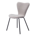 Set of Two Ivory And Black Faux Shearling And Steel Dining Side Chairs