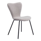 Set of Two Ivory And Black Faux Shearling And Steel Dining Side Chairs