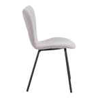 Set of Two Ivory And Black Faux Shearling And Steel Dining Side Chairs