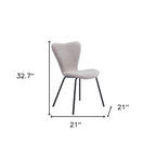 Set of Two Ivory And Black Faux Shearling And Steel Dining Side Chairs