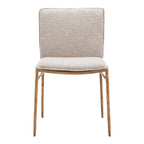 Beige And Gold Upholstery And Steel Dining Side Chair