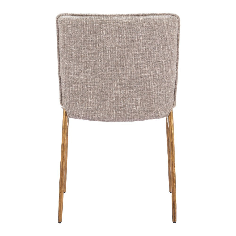 Beige And Gold Upholstery And Steel Dining Side Chair