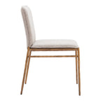 Beige And Gold Upholstery And Steel Dining Side Chair