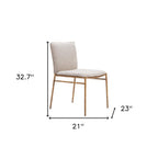 Beige And Gold Upholstery And Steel Dining Side Chair