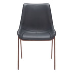Set of Two Black and Brown Upholstered Faux Leather Dining Side Chairs