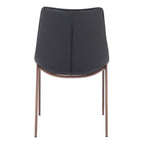 Set of Two Black and Brown Upholstered Faux Leather Dining Side Chairs