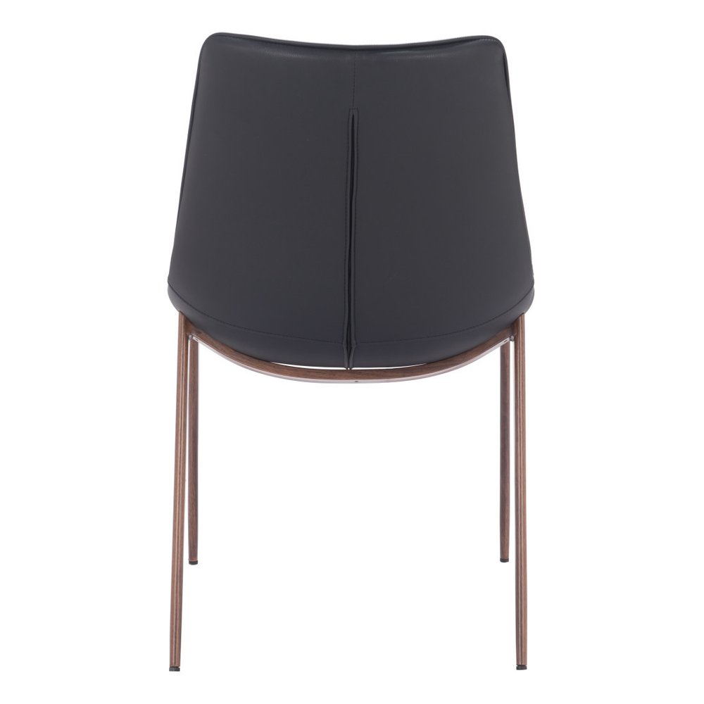 Set of Two Black and Brown Upholstered Faux Leather Dining Side Chairs