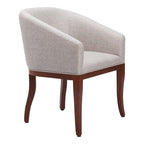 Gray And Brown Upholstery And Wood Dining Arm Chair