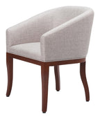 Gray And Brown Upholstery And Wood Dining Arm Chair