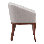 Gray And Brown Upholstery And Wood Dining Arm Chair