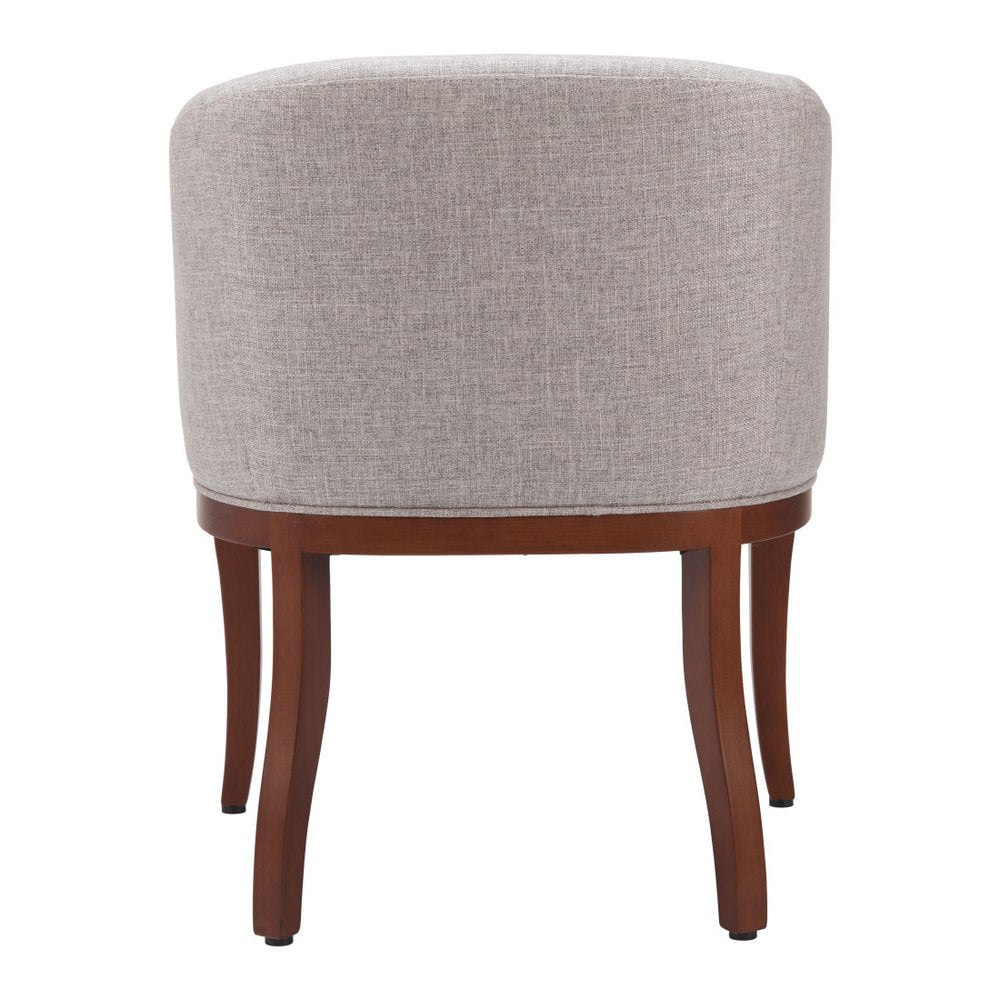 Gray And Brown Upholstery And Wood Dining Arm Chair