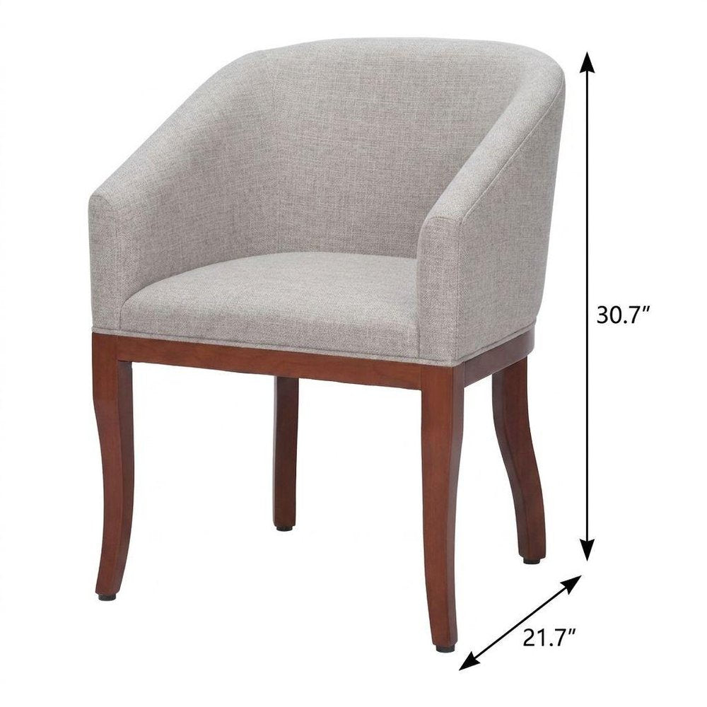 Gray And Brown Upholstery And Wood Dining Arm Chair