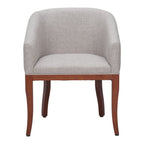 Gray And Brown Upholstery And Wood Dining Arm Chair