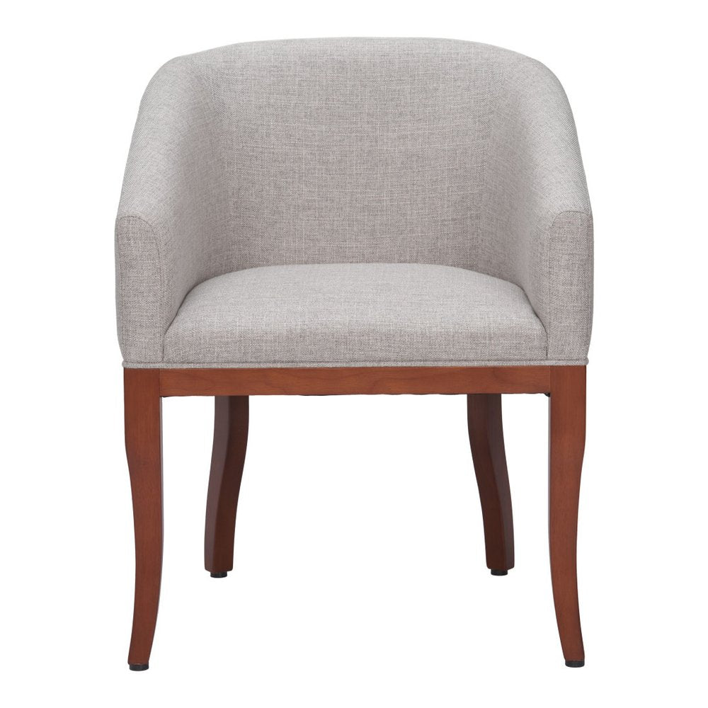 Gray And Brown Upholstery And Wood Dining Arm Chair