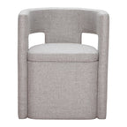 Gray Upholstery And Wood Open Back Dining Arm Chair