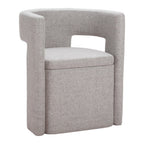 Gray Upholstery And Wood Open Back Dining Arm Chair