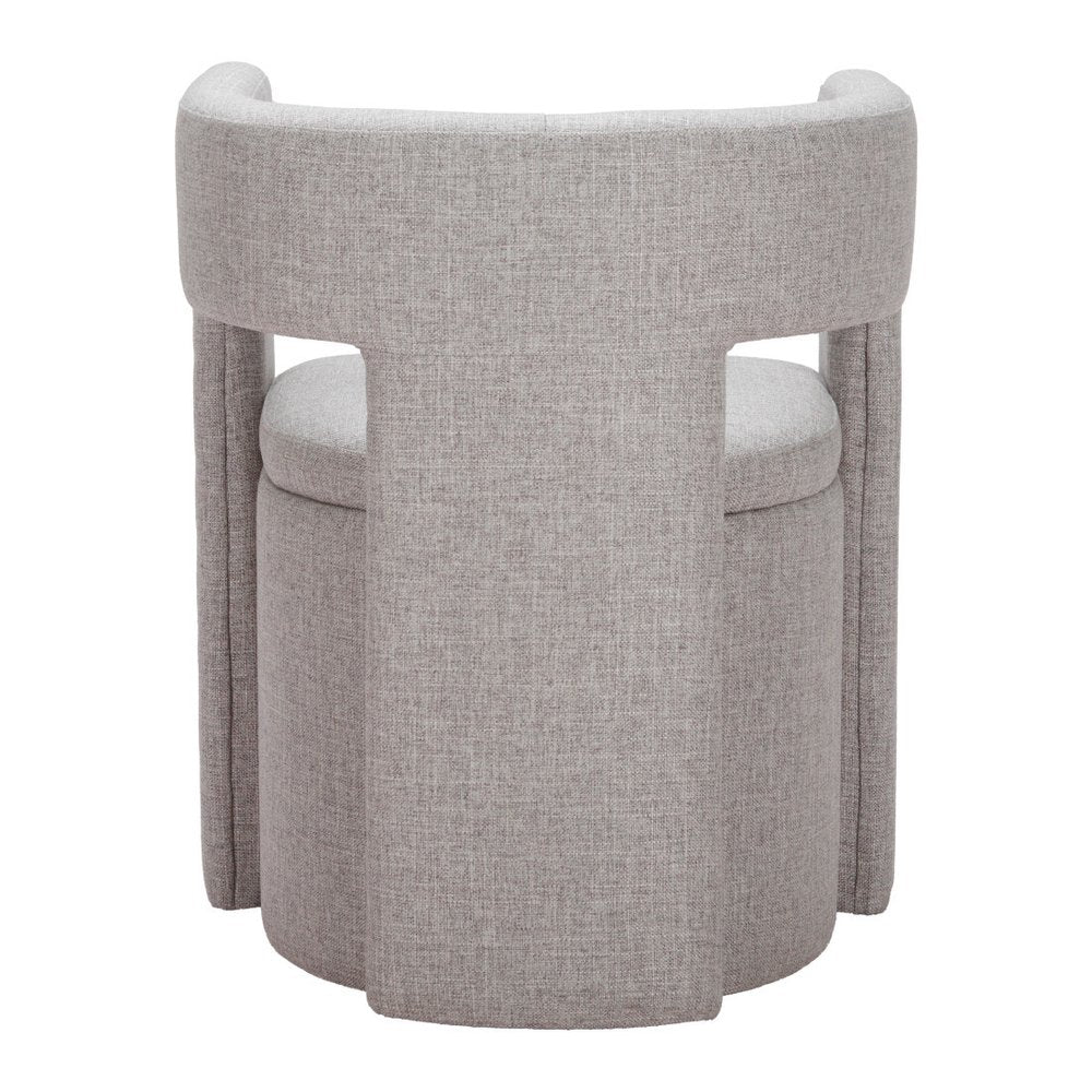 Gray Upholstery And Wood Open Back Dining Arm Chair