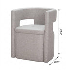Gray Upholstery And Wood Open Back Dining Arm Chair