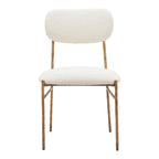 Cream And Gold Upholstery And Steel Open Back Dining Side Chair