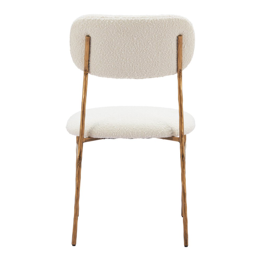 Cream And Gold Upholstery And Steel Open Back Dining Side Chair