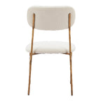 Cream And Gold Upholstery And Steel Open Back Dining Side Chair