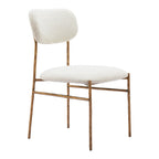 Cream And Gold Upholstery And Steel Open Back Dining Side Chair