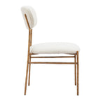 Cream And Gold Upholstery And Steel Open Back Dining Side Chair