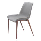 Set of Two Black and Brown Upholstered Faux Leather Dining Side Chairs