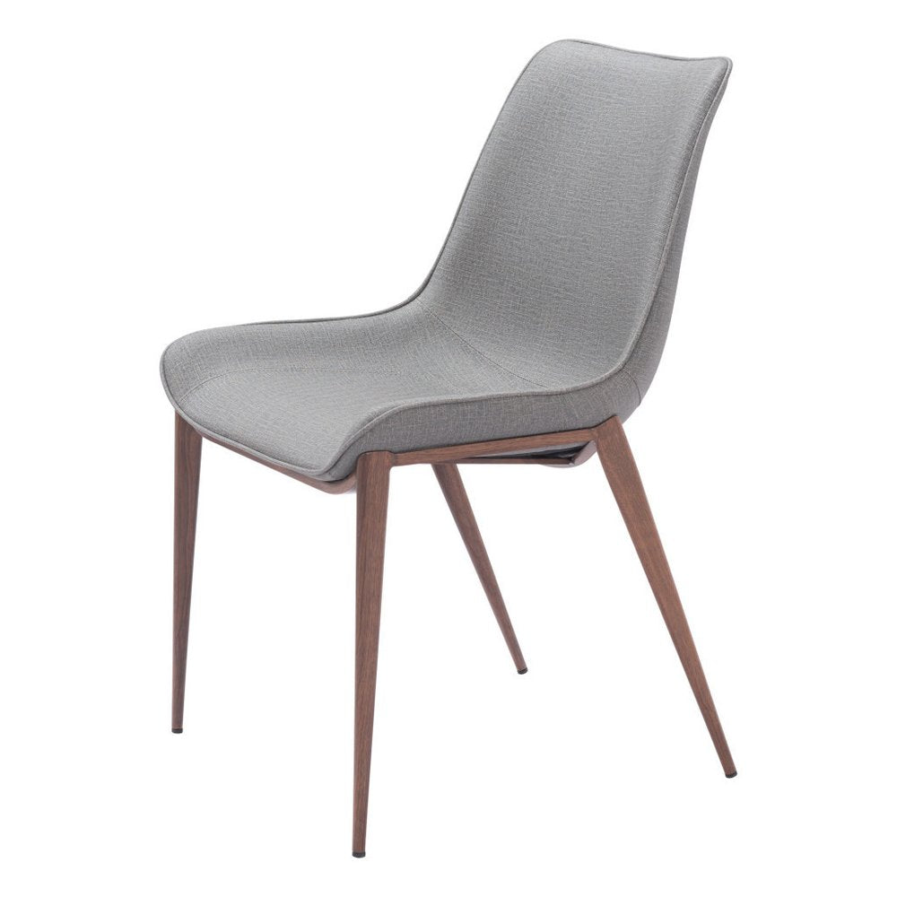 Set of Two Black and Brown Upholstered Faux Leather Dining Side Chairs