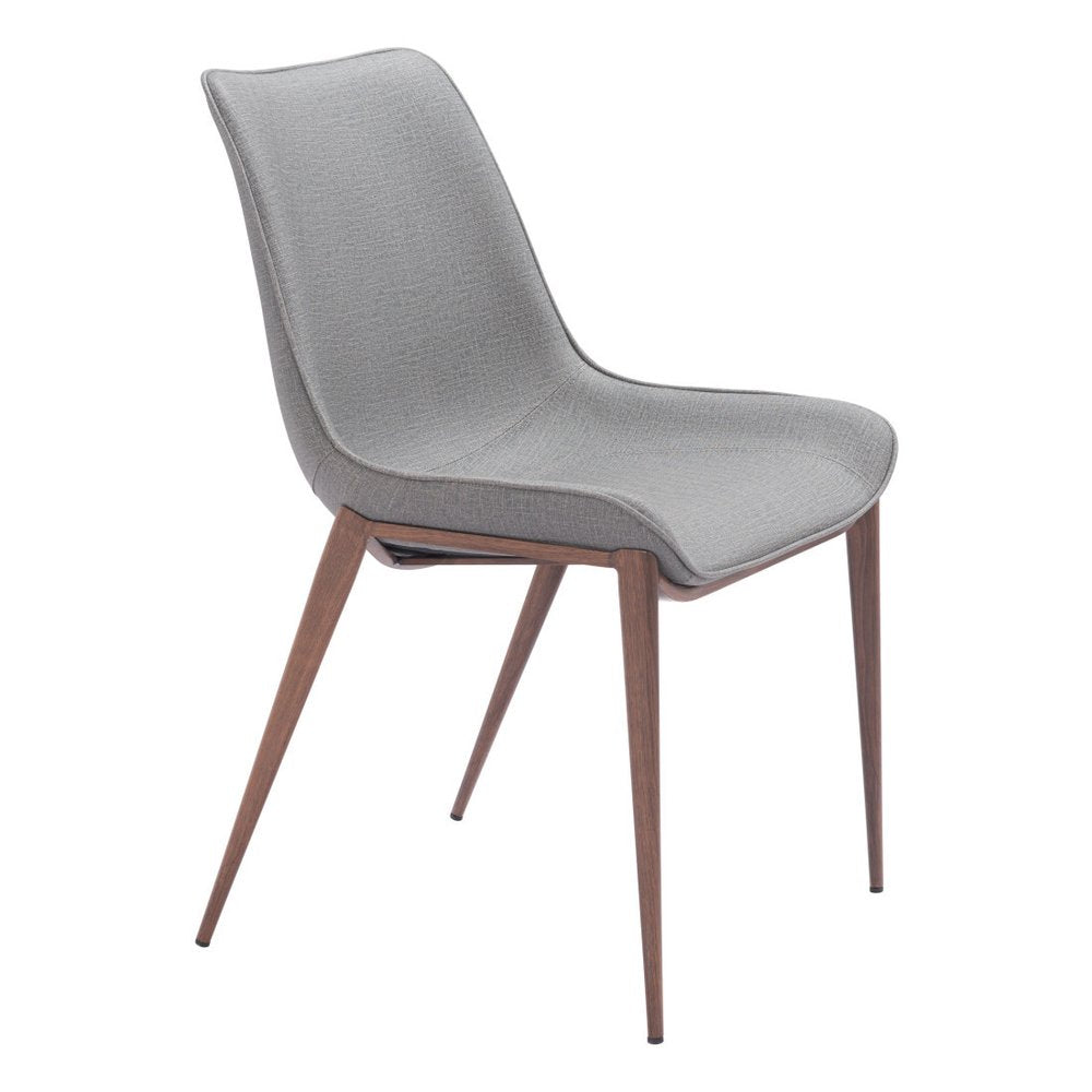Set of Two Black and Brown Upholstered Faux Leather Dining Side Chairs
