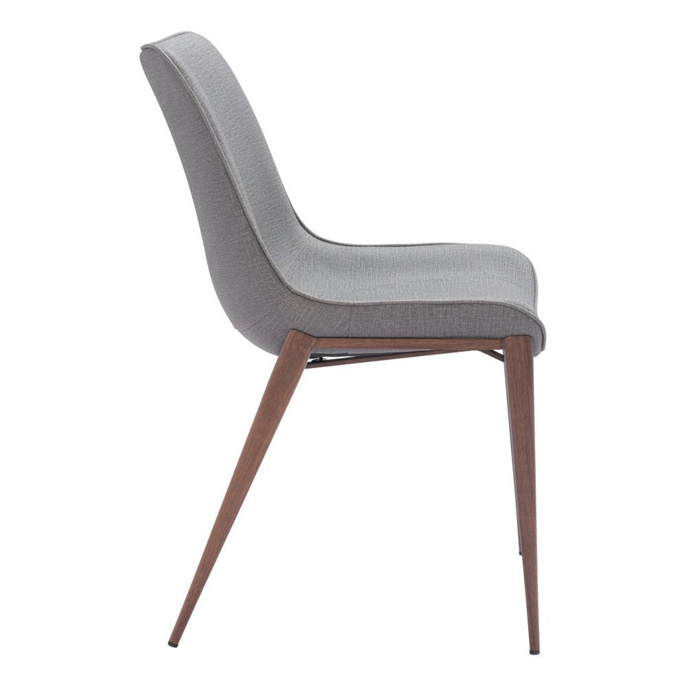 Set of Two Black and Brown Upholstered Faux Leather Dining Side Chairs
