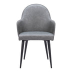 Gray And Black Faux Leather And Steel Dining Arm Chair